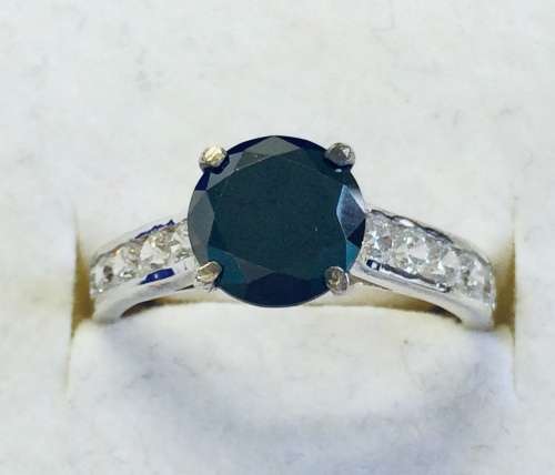 1.75cts Genuine Black Diamond Ring with Simulated Diamonds  - Sparkly!