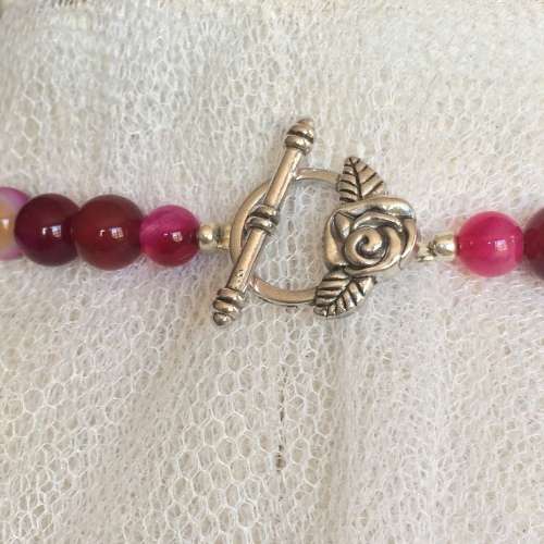 Genuine Pearl and Pink Agate Necklace - Stunning!