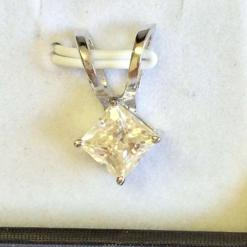 2.15ct Princess Cut Moissanite Solitaire Pendant - Classic Design