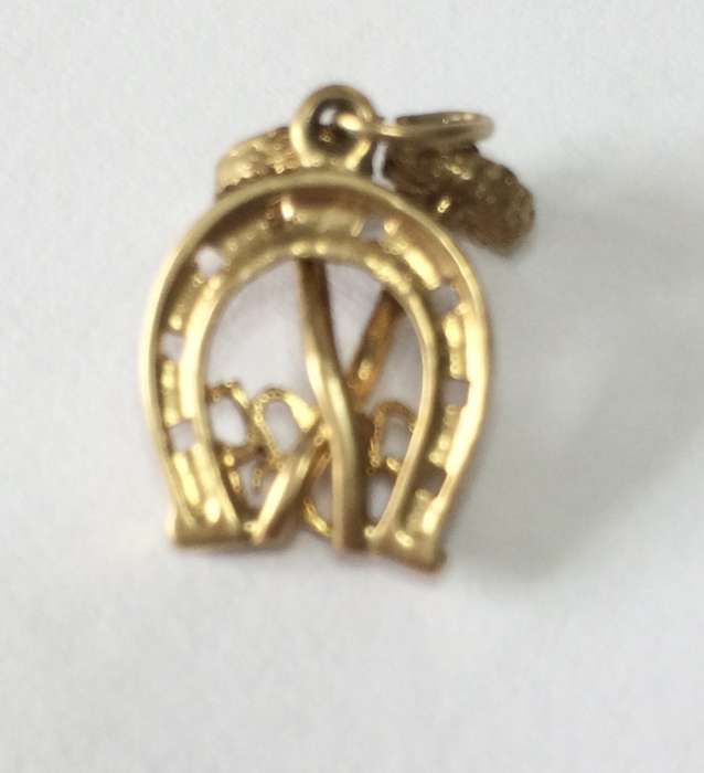 Rare Vintage 9ct Gold Good Luck Horseshoe Chimney Sweep Brushes Wedding Pendant/Charm