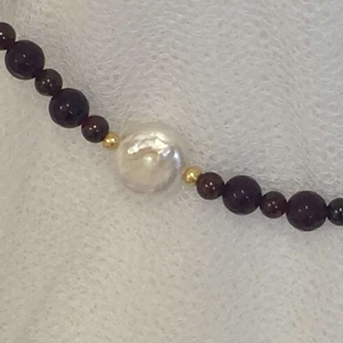 Genuine Garnet and Coin Pearl Necklace - Stunning!