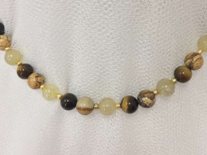 Picture Jasper, Yellow/Blue Tigers Eye & Citrine - the stone of abundance - Unique Necklace