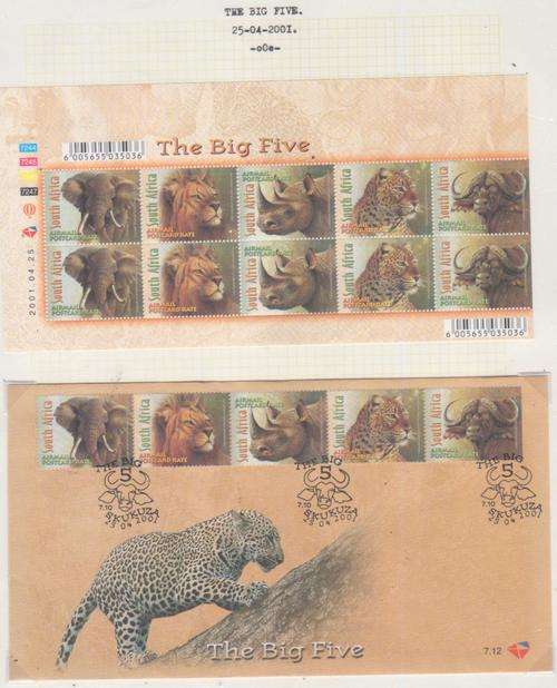 SOUTH AFRICA BIG FIVE SHEETLET &FDC 2001