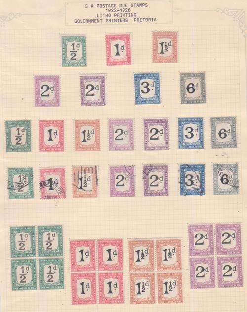SOUTH AFRICA POSTAGE DUES  MOUNTED MINT & USED 1922-1926