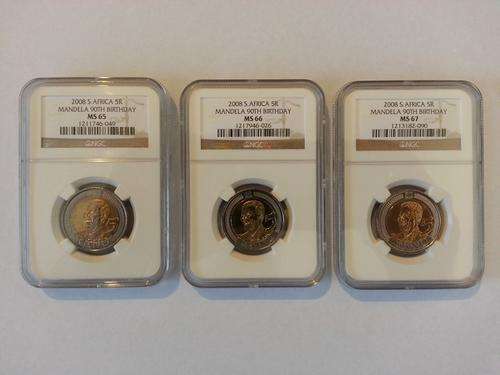 2008 Mandela Birthday Coin Set - MS65, MS66, MS67