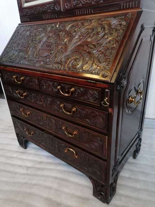 George III Mahogany Bureau/ Bookcase