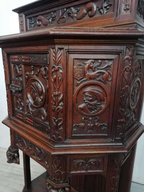 French Oak Gothic  Revival Craved Credence