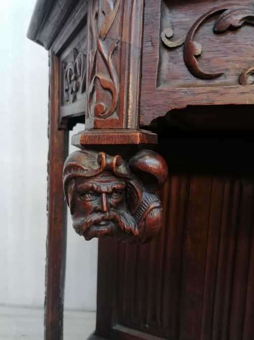 French Oak Gothic  Revival Craved Credence