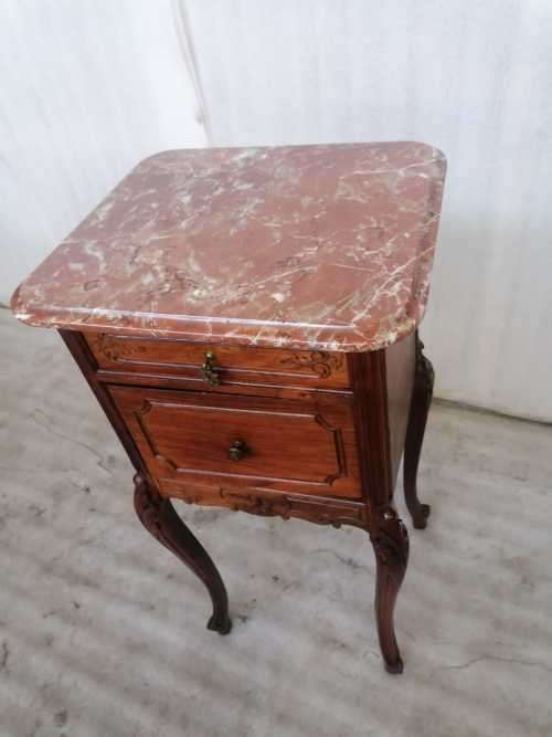 French Louis XV Rosewood nightstand with marble top