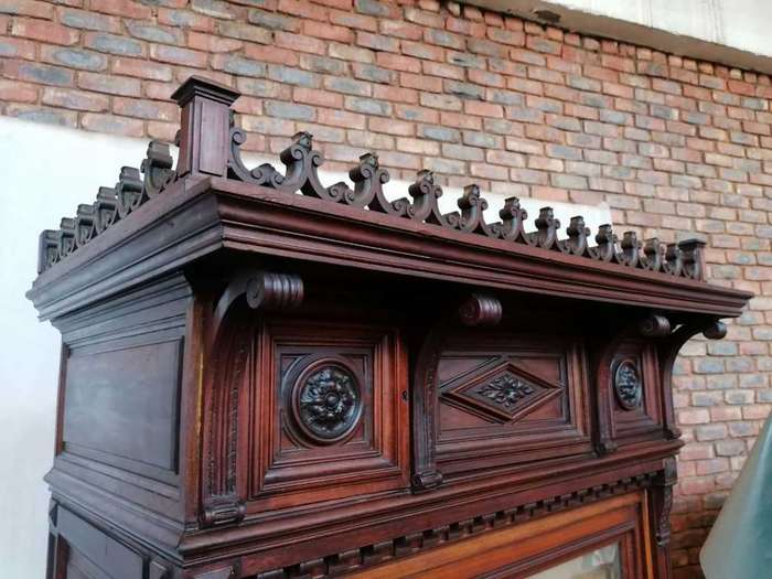 Beautiful  19th Century Walnut Gothic and Renaissance Armoire