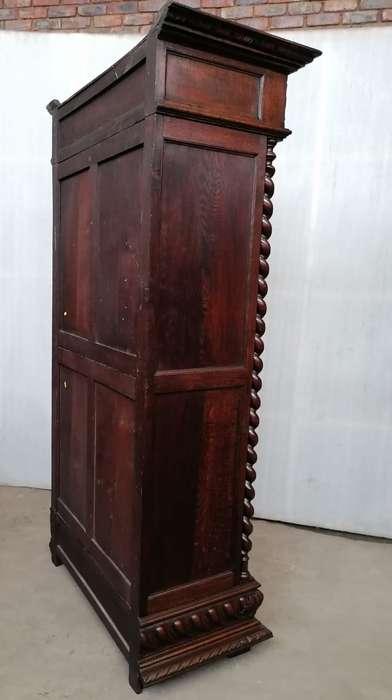 Antique French  Oak  Reanaissance Bookcase/Armoire with Barley Twist