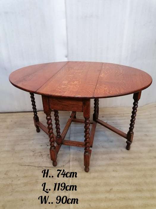 Oak Gate-leg Table with barley twist legs