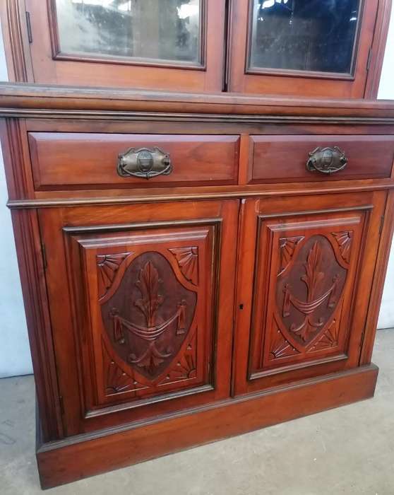 Carved Victorian Walnut Bookcase