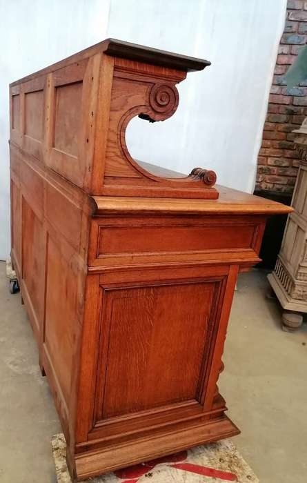 Three Door  Solid Oak Carved Renaissance Sideboard/Server with Parquetry inlay