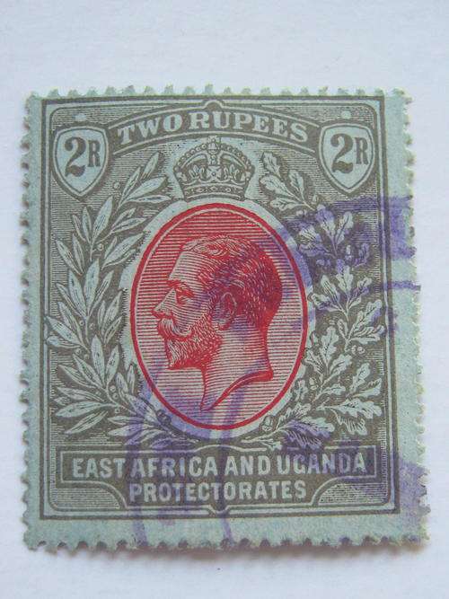 KENYA, UGANDA, TANGANYIKA - 1912 KGV 2R Black and Red on Blue - Used