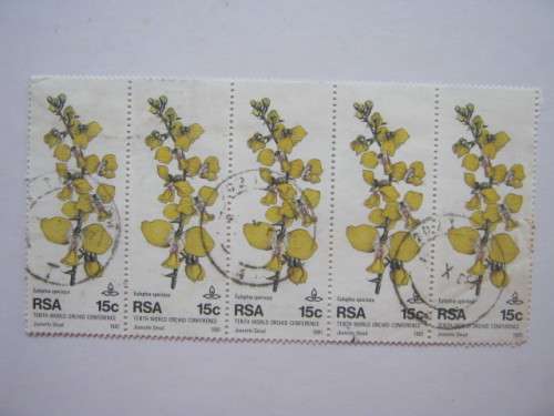 RSA - 1981 10th World Orchid Conference - 15c Strip of 5 - Postally Used