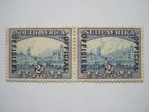 UNION "OFFICIALS" - 1935-50 SACC #58 optd - 2d Blue and Violet - Pair - Unused