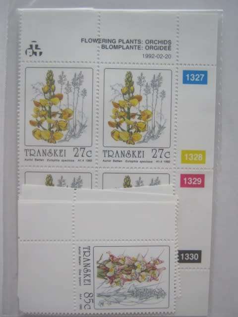 TRANSKEI - 1992 Orchids - Full Set of Control Blocks & Singles