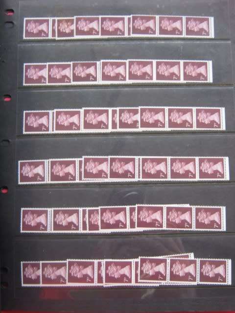 GB QEII - 1971-96 DEFIN ISSUE (MACHINS WITH PHOSPHOR BANDS) - EXCELLENT COLLECTION OF BLOCKS OF 25