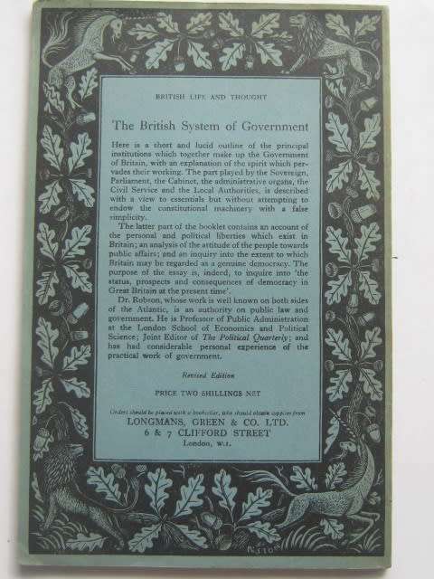 "The British System of Government" by William A. Robson - Paperback