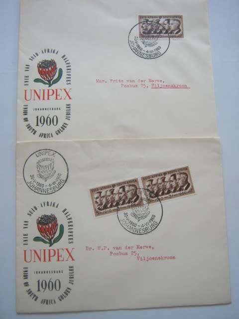 UNION - "UNIPEX 1960" - Seven Souvenir Miniature Sheets plus Souvenir Covers