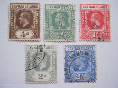CAYMAN ISLANDS - 1912-20 DEFIN ISSUE - PART SET OF 5 SINGLES - FINE USED