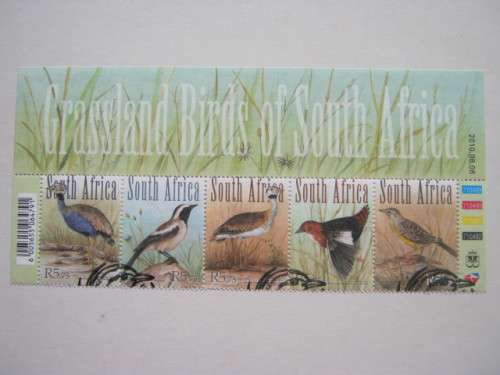 RSA - 2010 Grassland Birds of South Africa - Control Strip of 5 - CTO