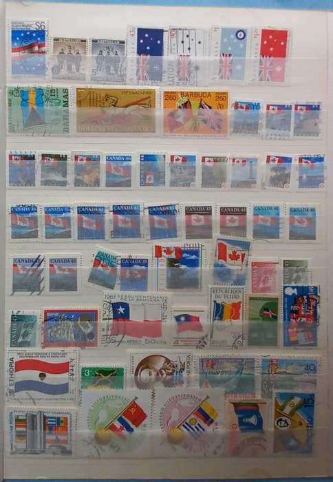 THEMATICS - Flags on Stamps - 90 Stamps
