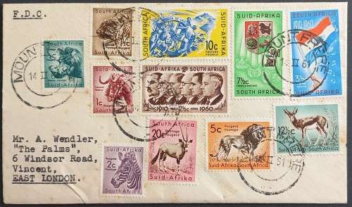 UNION - 1961 DEFIN ISSUE `DECIMAL` - PART SET ON PRIVATE FDC