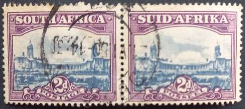 UNION 1947-54 DEFIN ISSUE `SCREENED` - 2d SLATE-BLUE & PURPLE - PAIR - USED