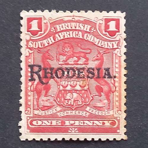 BSAC - 1909 Defin Issue optd `Rhodesia.` - 1d Deep Carmine-rose - Single -Unused