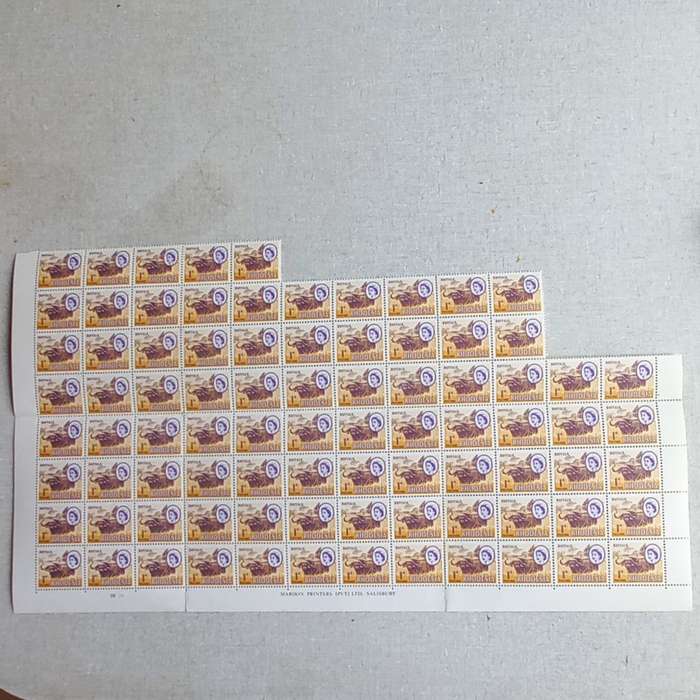 Rhodesia - 1966 Defin Issue `2nd Printing` - 1d Buffalo - Imprint/Control Block of 85 - Unused