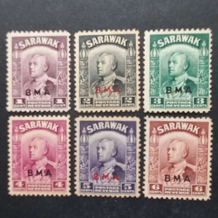 Sarawak - 1945 overprinted `B.M.A.` - Selection of Singles - Unused