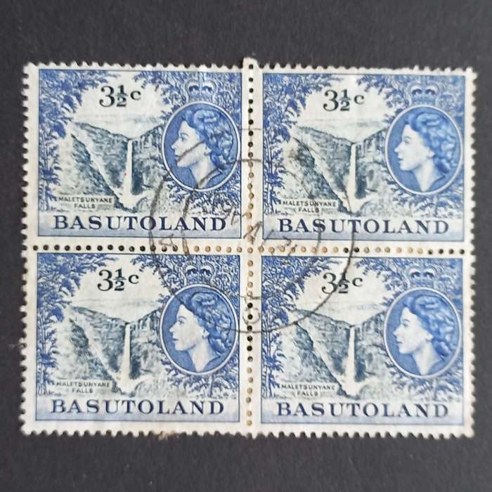 Basutoland - 1961-63 Defin Issue - 3,5c Maletsunyane Falls - Block of 4 - Used