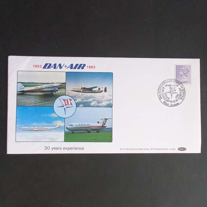 GB QEII - 1983 30th Anniv of 1st Dan Air Service London Gatwick - Comm Cover