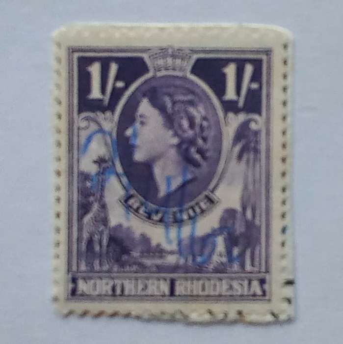 Northern Rhodesia - 1955 Revenue - 1/- Purple - Single on Paper