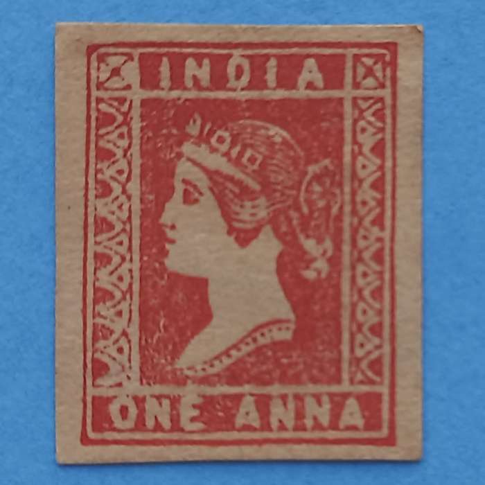 India - 1855 1a Red, Imperforate, Frame 8, SG15 - Unused and Ungummed - with PFSA Certificate