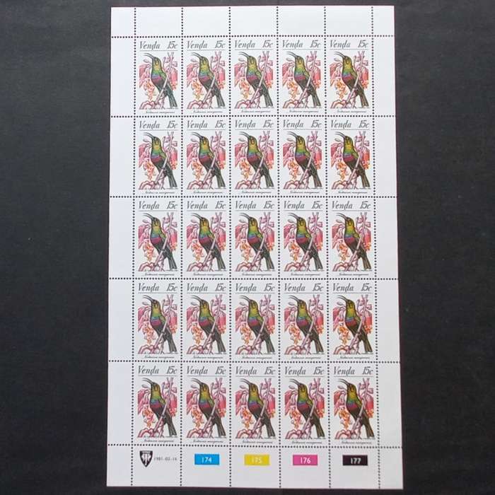 Venda - 1981 Sunbirds - Full Set of Full Sheets of 25 - MNH