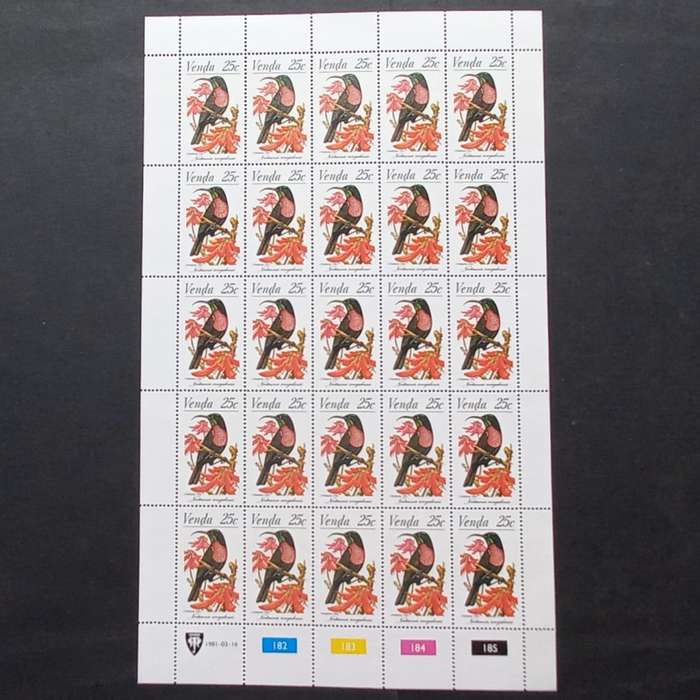 Venda - 1981 Sunbirds - Full Set of Full Sheets of 25 - MNH