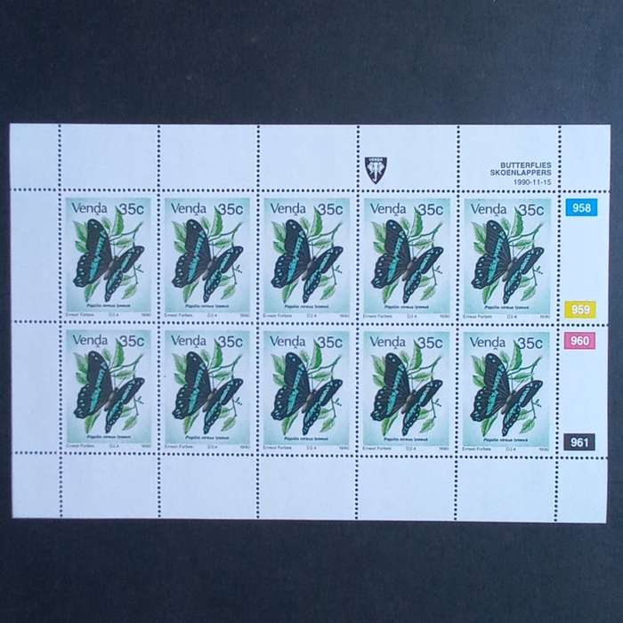 Venda - 1990 Butterflies - Full Set of Sheetlets of 10 - MNH