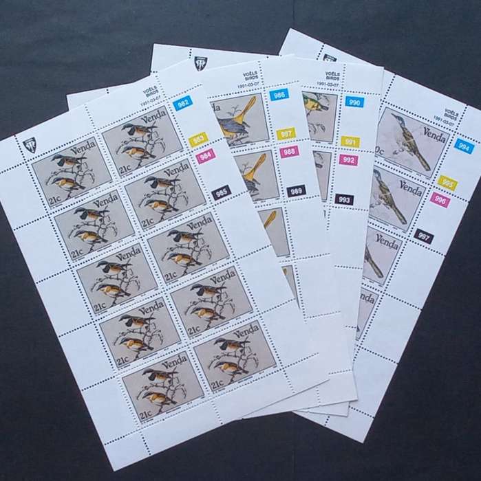Venda - 1991 Birds of Venda - Full Set of Sheetlets of 10 - MNH