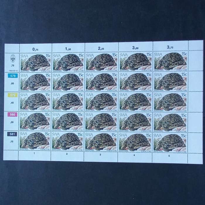 SWA - 1982 Tortoises - Full Set of Full Sheets of 25 - MNH