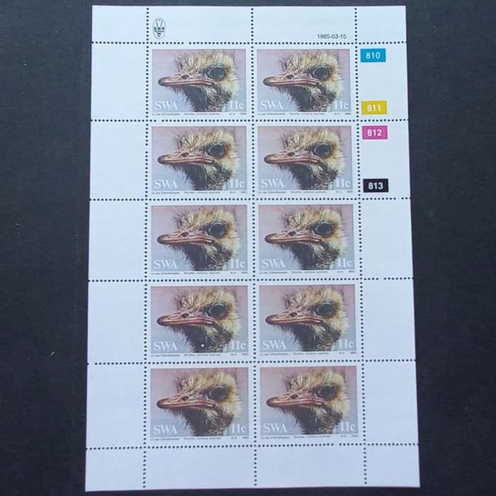 SWA - 1985 Ostriches - Full Set of Sheetlets of 10 - MNH