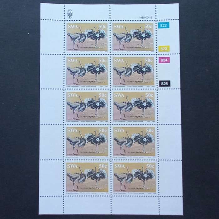 SWA - 1985 Ostriches - Full Set of Sheetlets of 10 - MNH