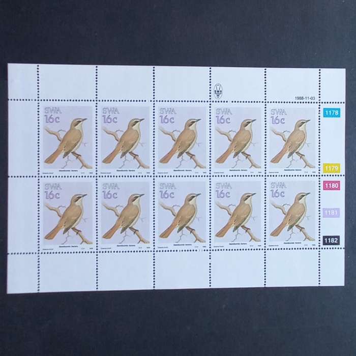 SWA - 1988 Birds of SWA - Full Set of Sheetlets of 10 - MNH
