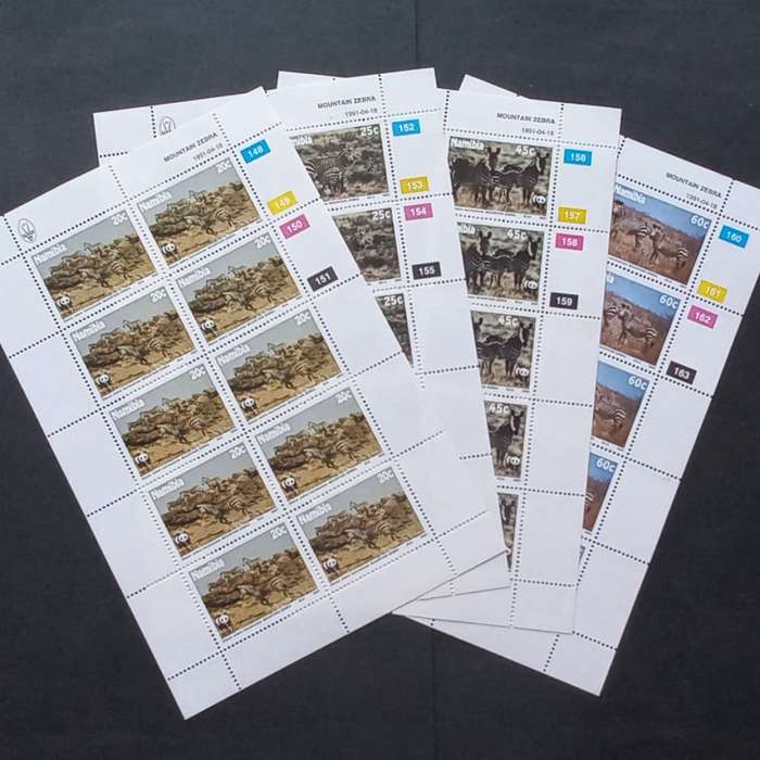 Namibia - 1991 Mountain Zebra - Full Set of Sheetlets of 10 - MNH
