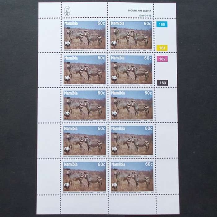 Namibia - 1991 Mountain Zebra - Full Set of Sheetlets of 10 - MNH