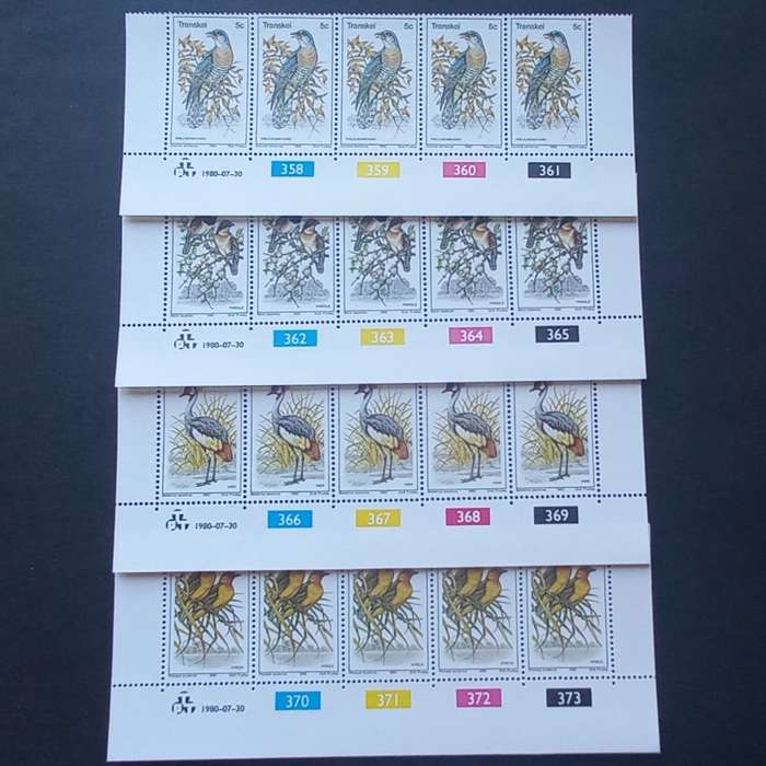 Transkei - 1980 Birds - Full Set of Controls - MNH