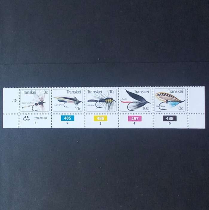 Transkei - 1982 Fishing Flies (3rd Series) - Control Strip of 5 - MNH