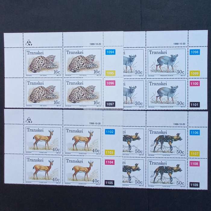 Transkei - 1988 Endangered and Protected Animals - Full Set of Controls - Unused